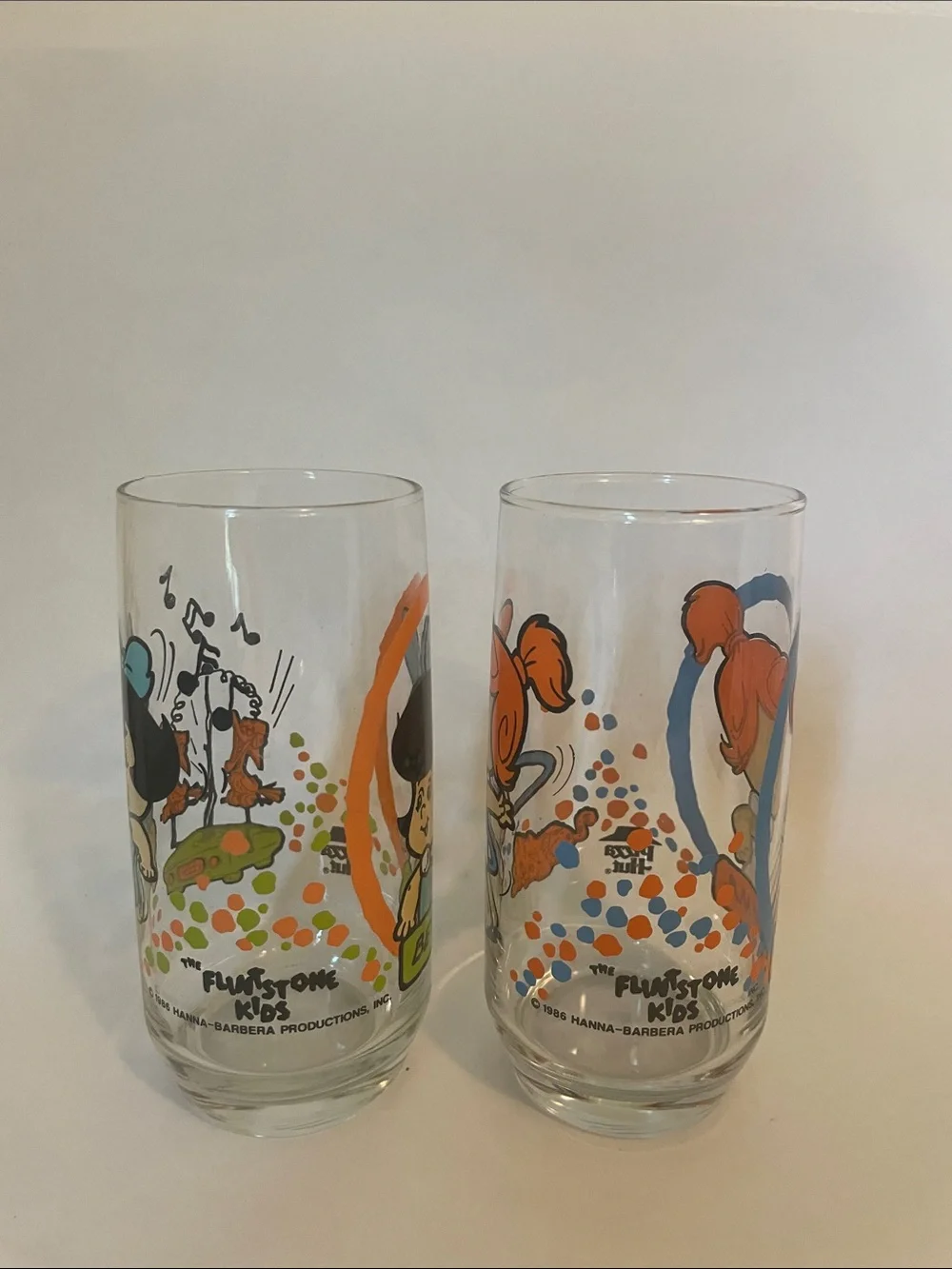 Vintage 80s Flintstone Kids Glasses Pizza Hut Hanna Barbara Betty Wilma Tumblers